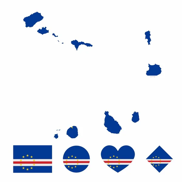 Vetor Bandeira Mapa Cabo Verde Com Bandeira Isolada Sobre Fundo Ilustração De Stock