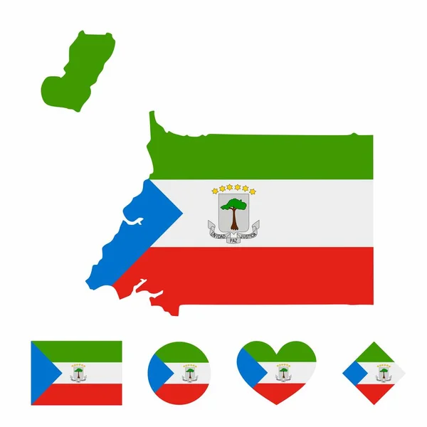 Vector Guinea Ecuatorial Mapa Bandera Con Conjunto Bandera Aislada Sobre Ilustración de stock
