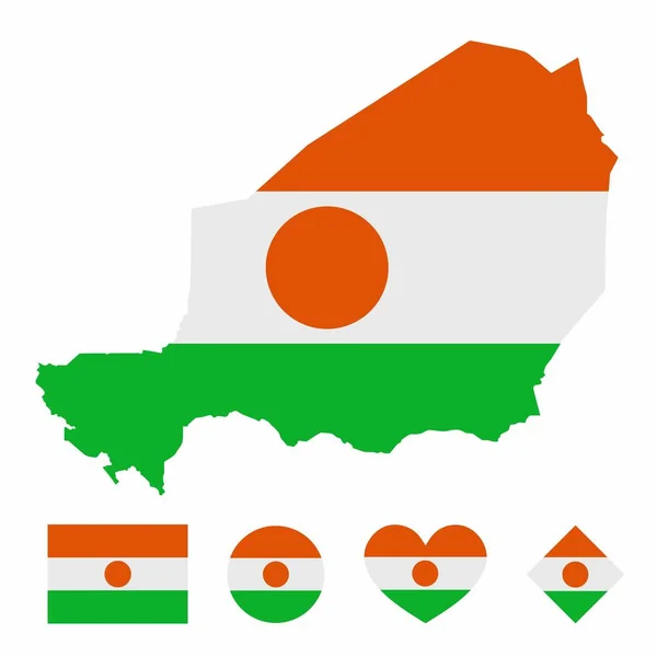 Vector Bandera Del Mapa Níger Con Conjunto Bandera Aislado Sobre Gráficos vectoriales