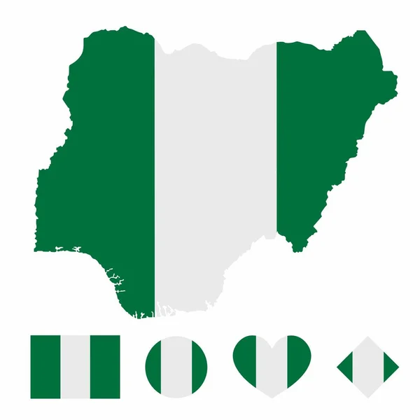 Vetor Bandeira Mapa Nigéria Com Bandeira Definida Isolado Fundo Branco Ilustrações De Stock Royalty-Free