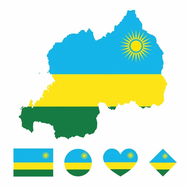 Vector Bandera Del Mapa Ruanda Con Conjunto Bandera Aislado Sobre Vectores de stock libres de derechos