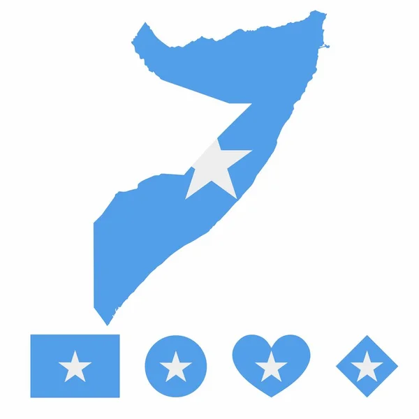 Vetor Bandeira Mapa Somália Com Bandeira Isolada Sobre Fundo Branco Gráficos De Vetores