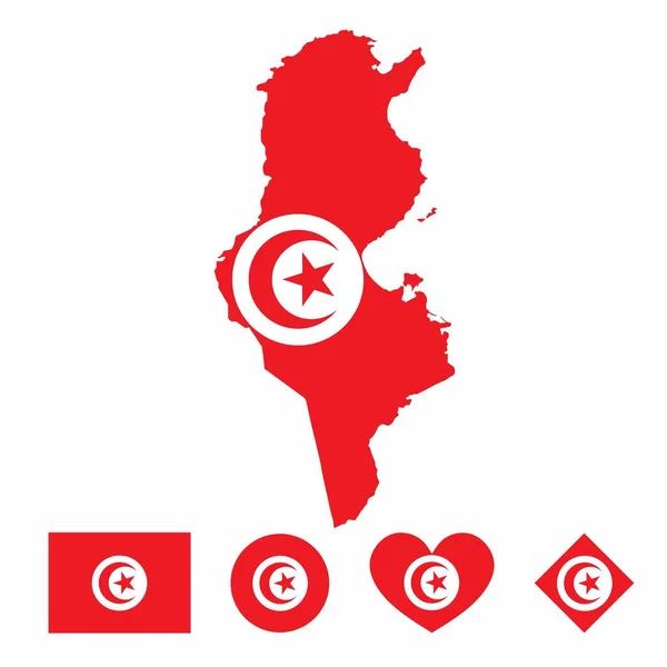 Vetor Bandeira Mapa Tunísia Com Bandeira Isolada Sobre Fundo Branco Ilustração De Stock