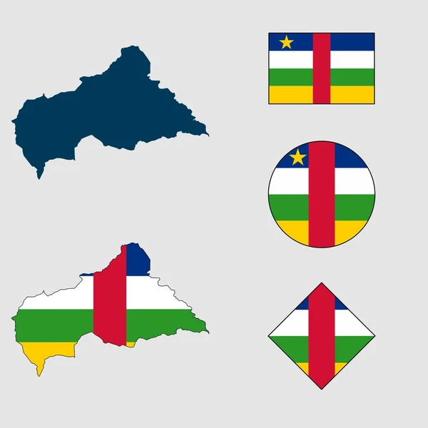 Vector Van Centraal Afrikaanse Republiek Land Omtrek Silhouet Met Vlag — Stockvector