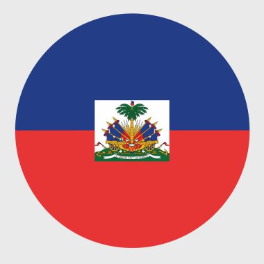 Haiti bayrağı şeklindeki düz merminin vektör çizimi. Resmi ulusal bayrak düğme simgesi şeklinde.