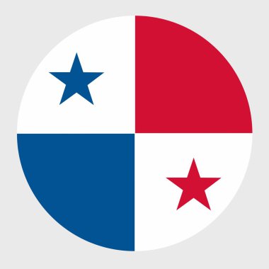 Panama bayrağı şeklindeki düz merminin vektör çizimi. Resmi ulusal bayrak düğme simgesi şeklinde.