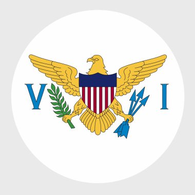 ABD Virjin Adaları bayrağı şeklinde düz yuvarlak bir illüstrasyon. Resmi ulusal bayrak düğme simgesi şeklinde.