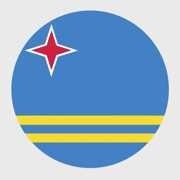 Ilustração Vetorial Redondo Plano Forma Bandeira Aruba Bandeira Nacional Oficial — Vetor de Stock
