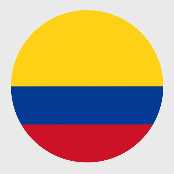 Wektorowa Ilustracja Płaskiego Okrągłego Kształtu Flagi Kolumbii Oficjalna Flaga Narodowa — Wektor stockowy