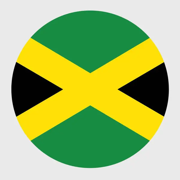 Vektor Illustration Platt Rund Form Jamaica Flagga Officiella Nationella Flagga — Stock vektor