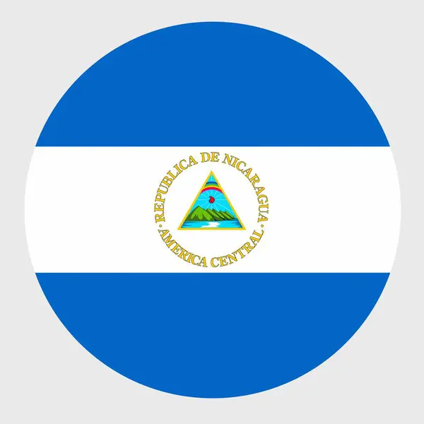 Wektorowa Ilustracja Płaskiej Okrągłej Flagi Nikaragui Oficjalna Flaga Narodowa Kształcie — Wektor stockowy