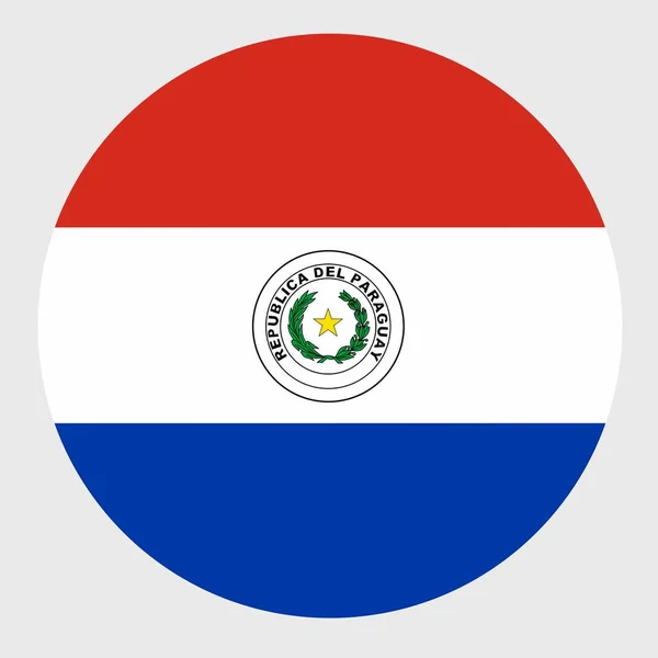 Düz Yuvarlak Paraguay Bayrağının Vektör Çizimi Resmi Ulusal Bayrak Düğme — Stok Vektör