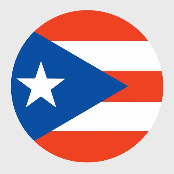 波多黎各国旗扁平圆形的矢量图解 官方国旗的按钮图标形状 — 图库矢量图片