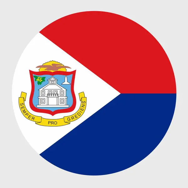 Ilustração Vetorial Redondo Plano Forma Bandeira Sint Maarten Bandeira Nacional — Vetor de Stock