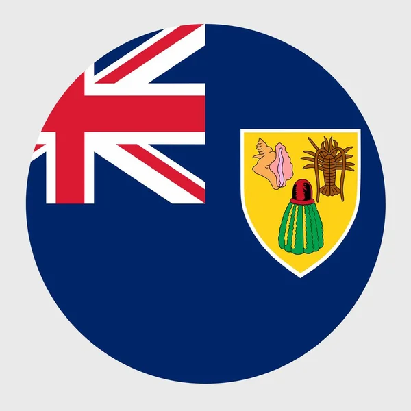 特克斯和凯科斯群岛旗帜扁平圆形的矢量图解 官方国旗的按钮图标形状 — 图库矢量图片
