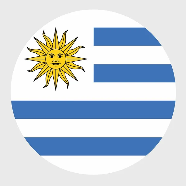 Ilustração Vetorial Plano Redondo Forma Bandeira Uruguai Bandeira Nacional Oficial — Vetor de Stock