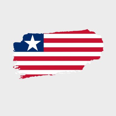 Grunge desenli Liberya bayrağı. Grunge efekti ve suluboya vuruşuyla boyanmış bayrağın vektör çizimi. Bağımsızlık Gününüz kutlu olsun..