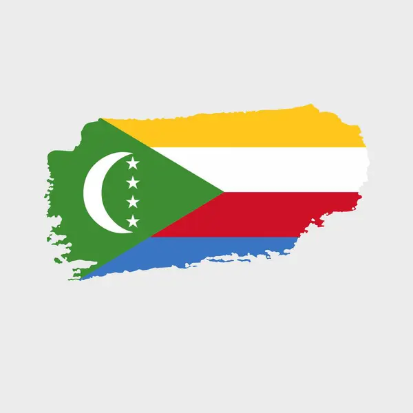 Bandera Comoras Con Textura Grunge Ilustración Vectorial Bandera Pintada Con — Vector de stock
