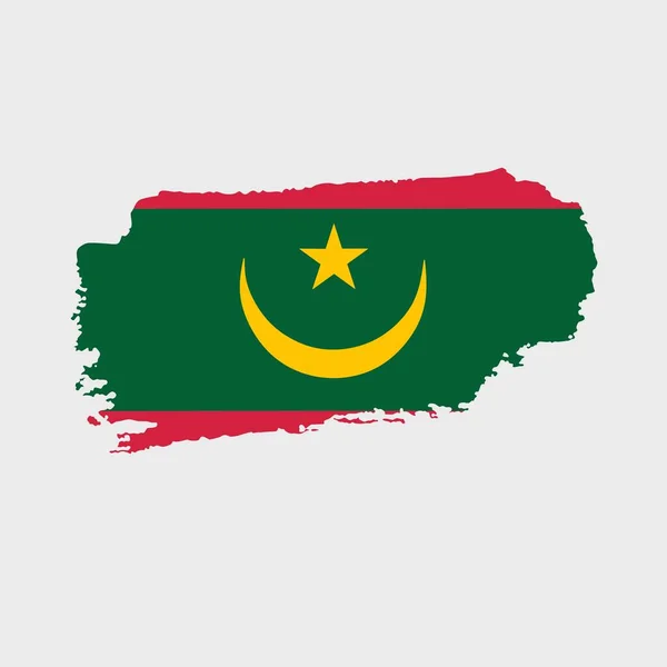 Bandeira Mauritânia Com Textura Grunge Ilustração Vetorial Bandeira Pintada Com —  Vetores de Stock