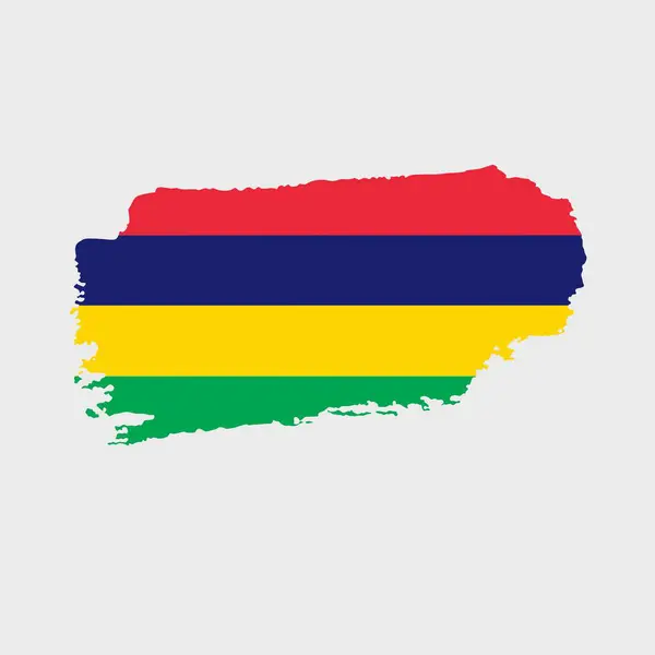 Grunge Desenli Mauritius Bayrağı Grunge Efekti Suluboya Vuruşuyla Boyanmış Bayrağın — Stok Vektör