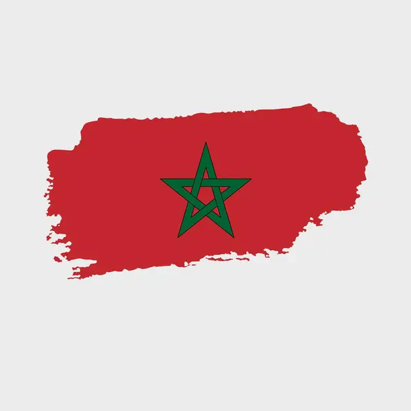 摩洛哥国旗的纹理很粗糙 用画笔绘制的带有灰度效果和水彩画的旗帜的矢量图解 独立日快乐 — 图库矢量图片