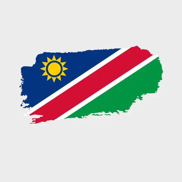 纳米比亚国旗的纹理很粗糙 用画笔绘制的带有灰度效果和水彩画的旗帜的矢量图解 独立日快乐 — 图库矢量图片