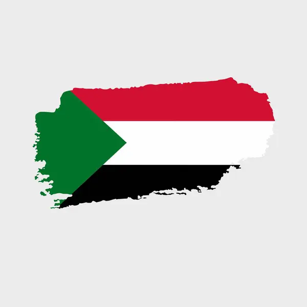 スーダン国旗のグラウンジテクスチャー グラウンジ効果とウォーターカラーストロークでブラシで塗装されたフラグのベクトルイラスト ハッピー インディペンデンス — ストックベクタ