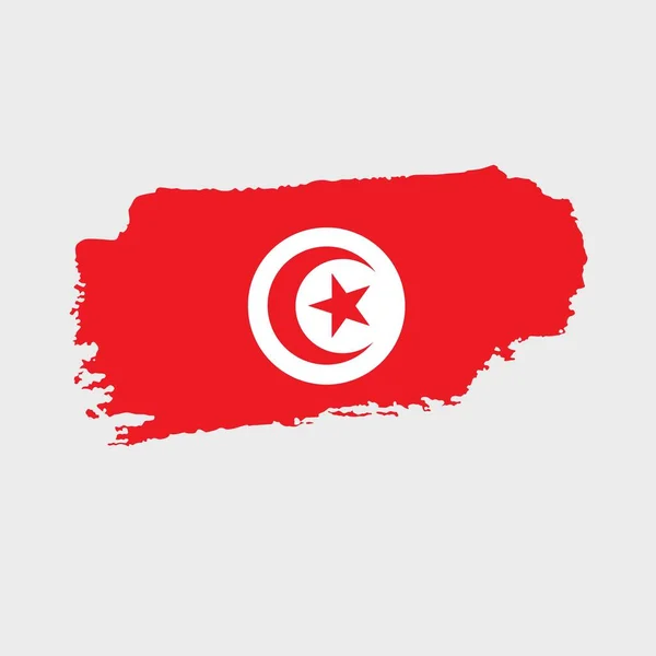 Tuniská Vlajka Grunge Texturou Vektorová Ilustrace Vlajky Malované Štětcem Grunge — Stockový vektor