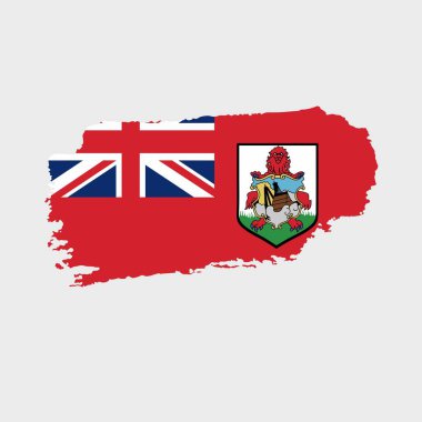 Grunge desenli Berbuda bayrağı. Ulusal bayrağın grunge efekti ve suluboya vuruşuyla boyanmış vektör çizimi. Bağımsızlık Gününüz kutlu olsun..