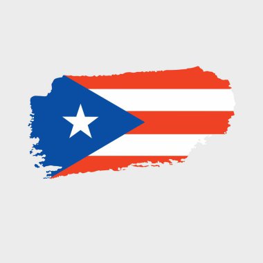 Porto Riko bayrağı, grunge desenli. Ulusal bayrağın grunge efekti ve suluboya vuruşuyla boyanmış vektör çizimi. Bağımsızlık Gününüz kutlu olsun..