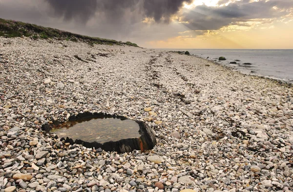 アイランドサムソ デンマーク ヨーロッパのビーチでイルスメイドまたは神聖なウェル 青銅器時代のものだった ホロウオークツリー — ストック写真