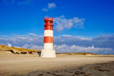 Helgoland Dune 'daki Deniz Feneri, Schleswig-Holstein, Almanya, Avrupa