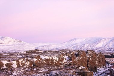 Thingvellir Ulusal Parkı Kış, İzlanda, Avrupa 