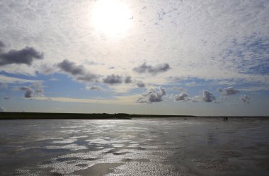 Peninsula Nordstrand yakınlarındaki Wadden Denizi Ulusal Parkı, Almanya, Avrupa