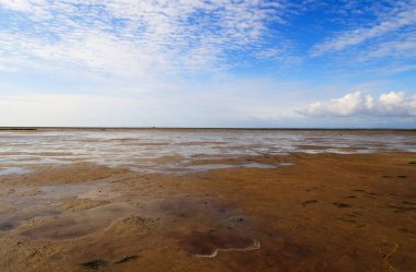 Peninsula Nordstrand yakınlarındaki Wadden Denizi Ulusal Parkı, Almanya, Avrupa