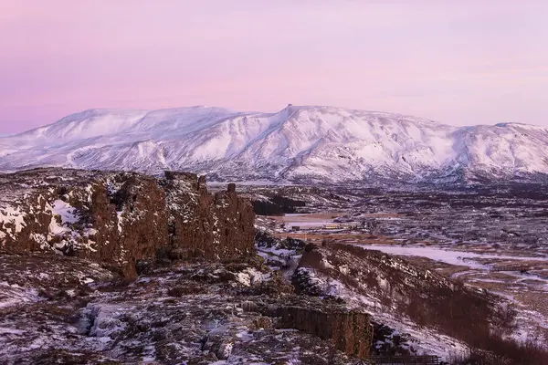 Thingvellir Ulusal Parkı Kış, İzlanda, Avrupa 