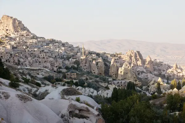 stock image Uchisar at the end of the Pigeon Valley, Taubental, in Cappadocia, Turkey.