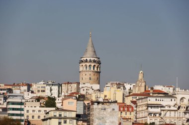 İstanbul, Türkiye 'deki güzel ve ünlü Galata Kulesi.