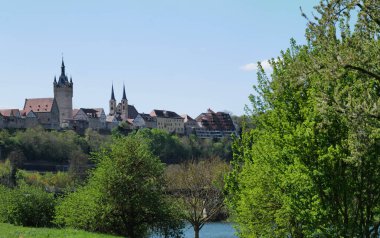 Baden-Wuerttemberg, Almanya, Avrupa 'da Neckar' ın üzerindeki Bad Wimpfen kasabası..
