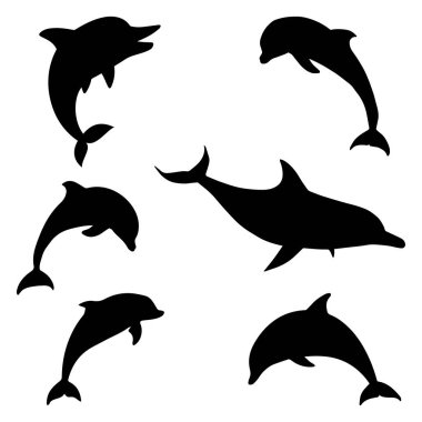 Dolphin Silhouettes. Set Vector illustration
