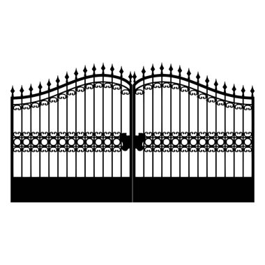 Wrought-iron fence vector . Old metal fence or gate. Gate silhouette. Modern forged gates