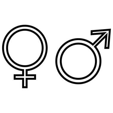 male and female symbols in trendy line style . gender icons . man and woman sign