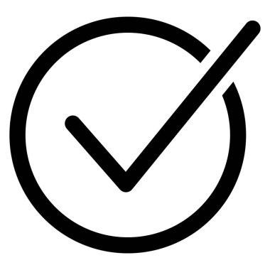 Approval check icon isolated, quality sign, black tick symbol vector