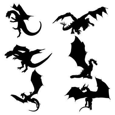 dragon silhouettes on white background