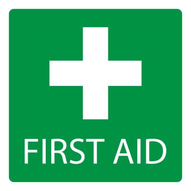 Green First Aid Kit Emergency Icon with Cross Sign. Vector