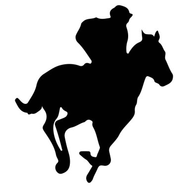 Silhouette racing horse on a white background. Equestrian sport. Vector illustration , horse riding in racing