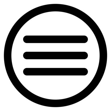 Thick hamburger menu in circle line art vector icon for apps and websites