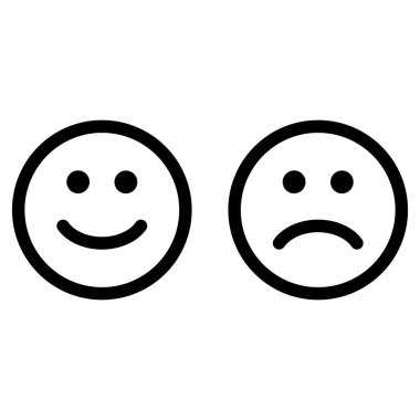 Happy and sad faces icons , line art vector icon for apps and websites . Smile and sad icons