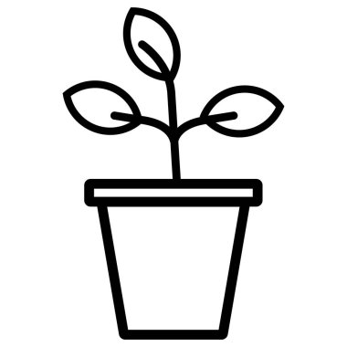 Plant in the pot icon vector sign, isolated on white. Sprout symbol
