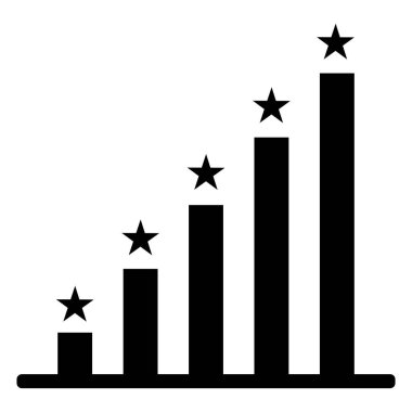 Simple icon of a rating vector isolated on white background . Star graph rating icon